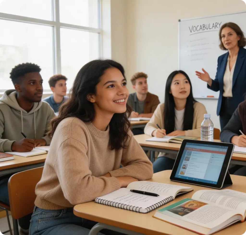Choca joven en cursos de ingles Elicos