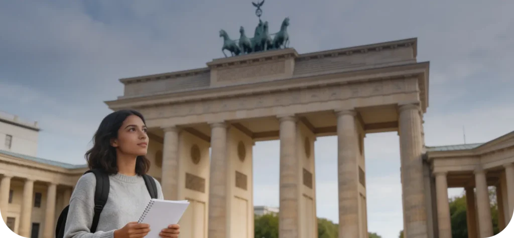 Chica estudiando en Alemani de intercambio