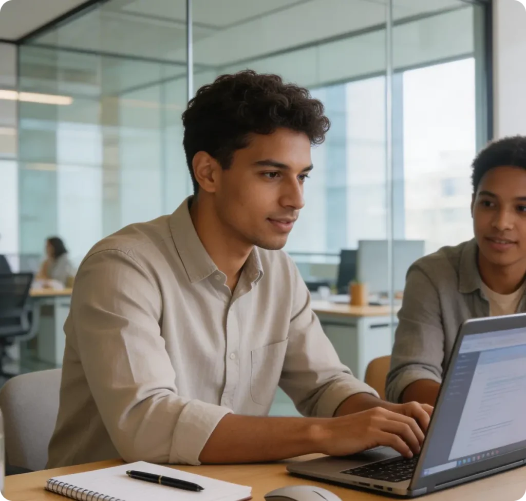 Joven estudiando negocios y emprendimientos
