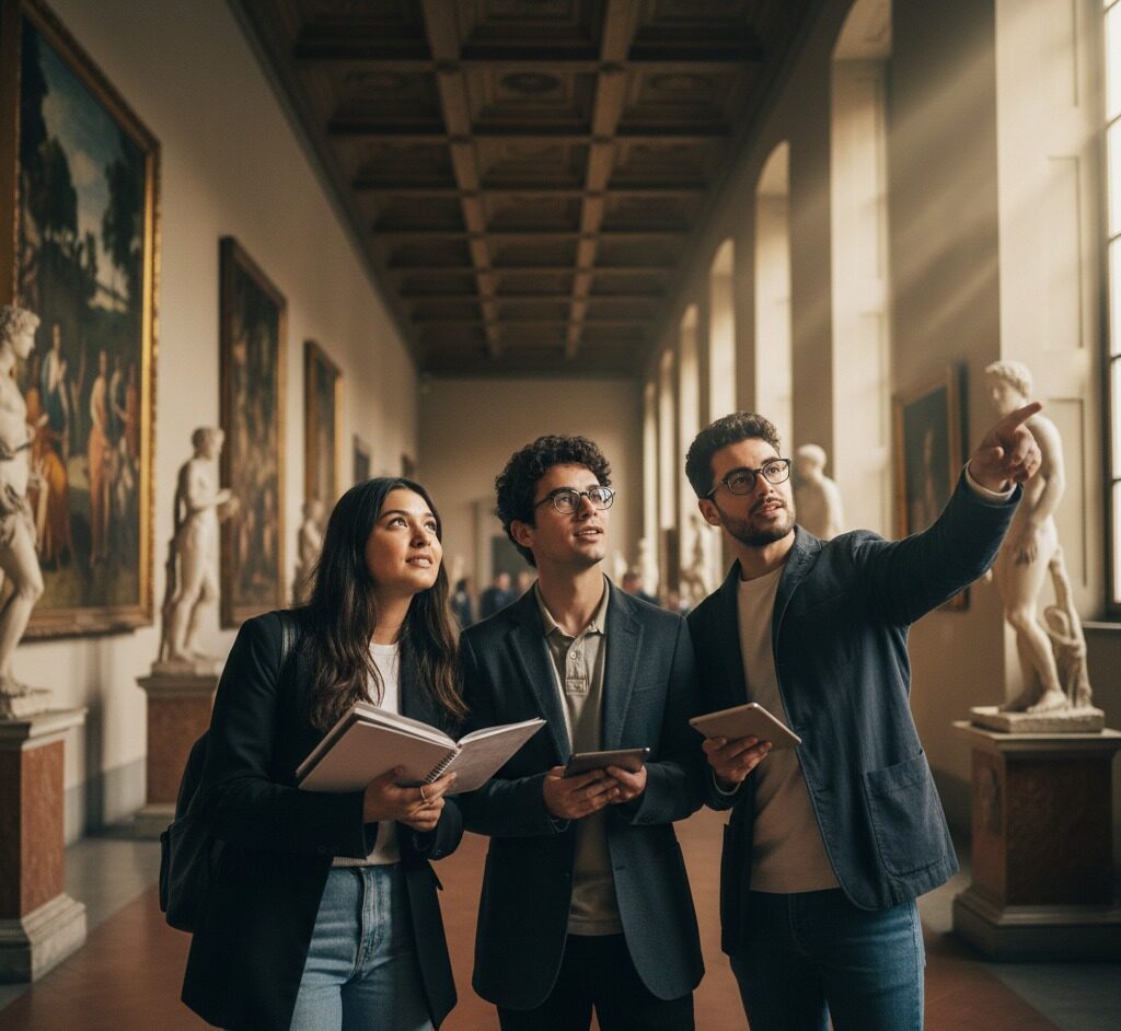Estudiantes en una inmersión en el renacimiento vivo de Italia