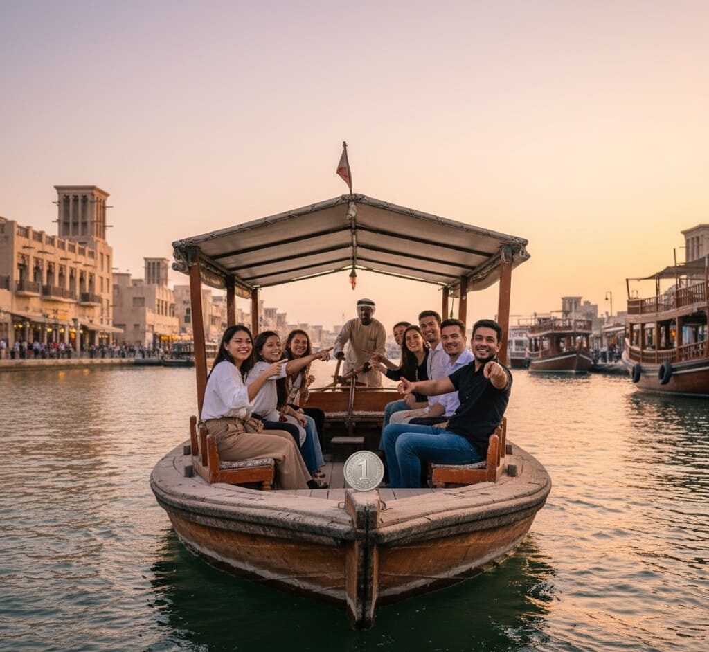 Personas disfrutando de la tradición del Creek en Dubai