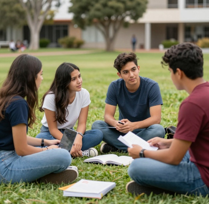Estudiantes en el extranjero al aire libre