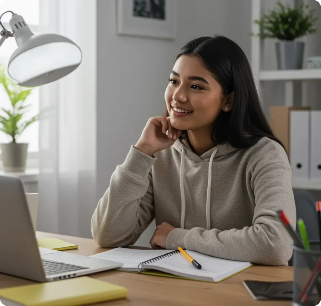 Chica estudiando idiomas para irse de intercambio al extranjero