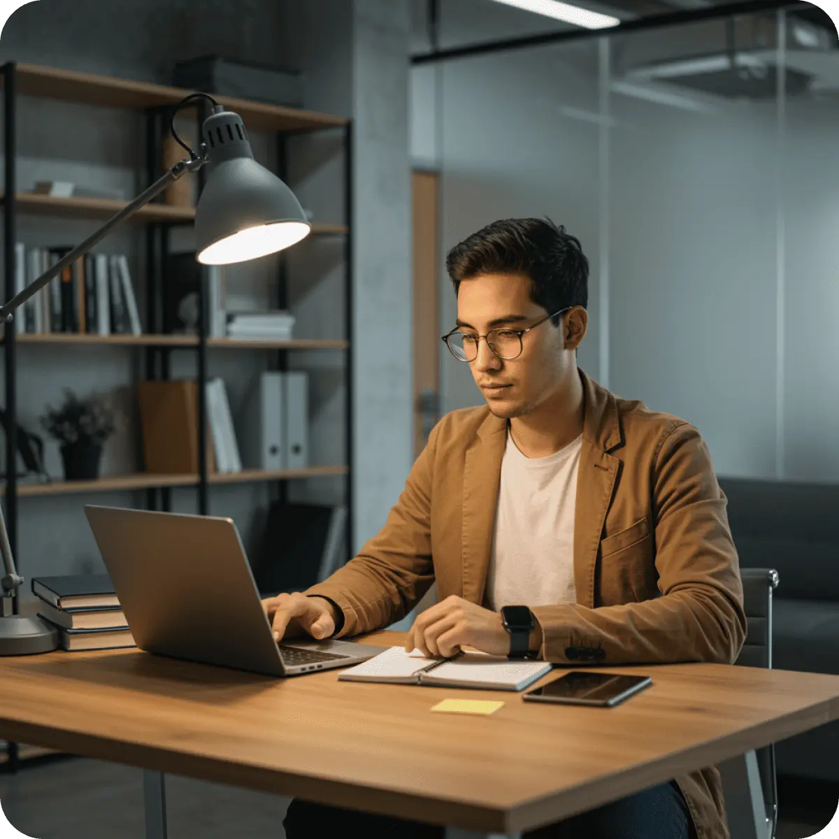 Joven estudiando para su clase de negocios digitales