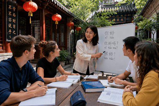 Clase de mandarín en china