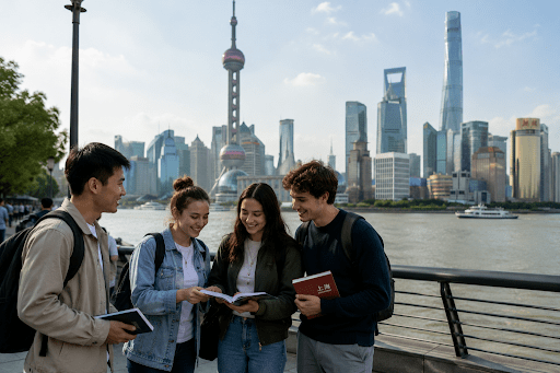 Grupo de jóvenes viajan a china para estudiar mandarín