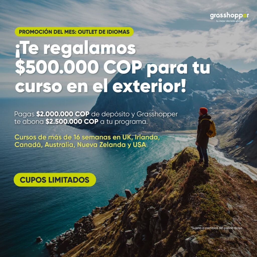 Outlet de Idiomas de Grasshopper: 500.000 COP para tu curso en el exterior