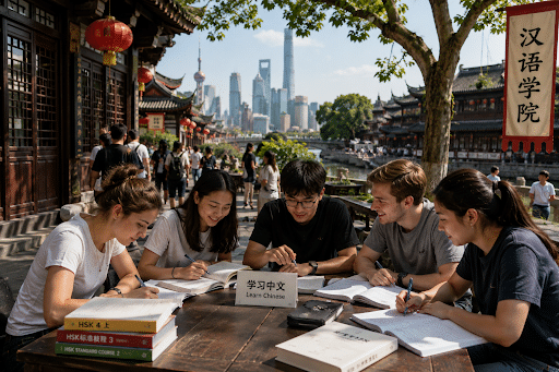 Jovenes estudiando mandarin en china