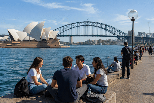 Jovenes disfrutando de intercambio para estudiar inglés en Brisbane Australia