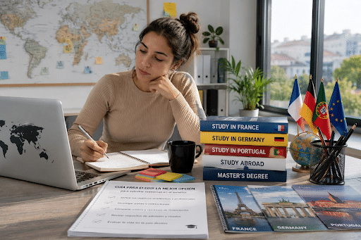 Chica estudiando maestrías en el exterior